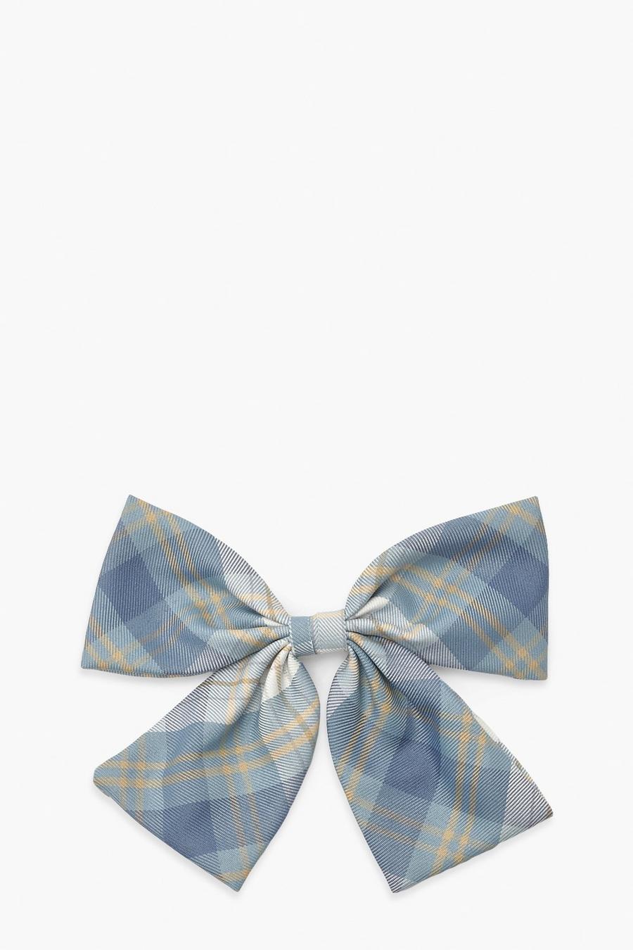 Blue Check Bow Hair Clip image number 1