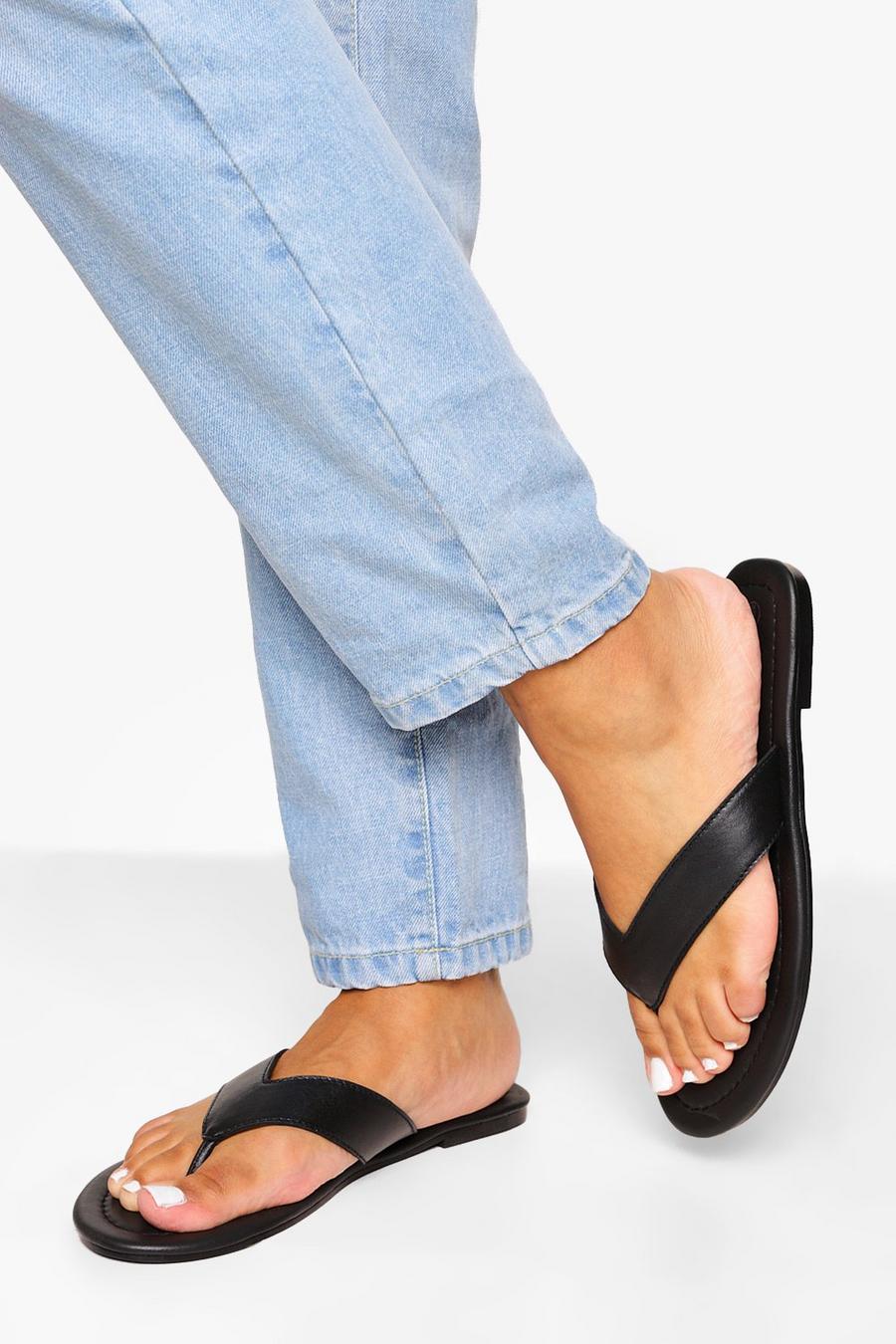 Black Flip-flops i läder image number 1