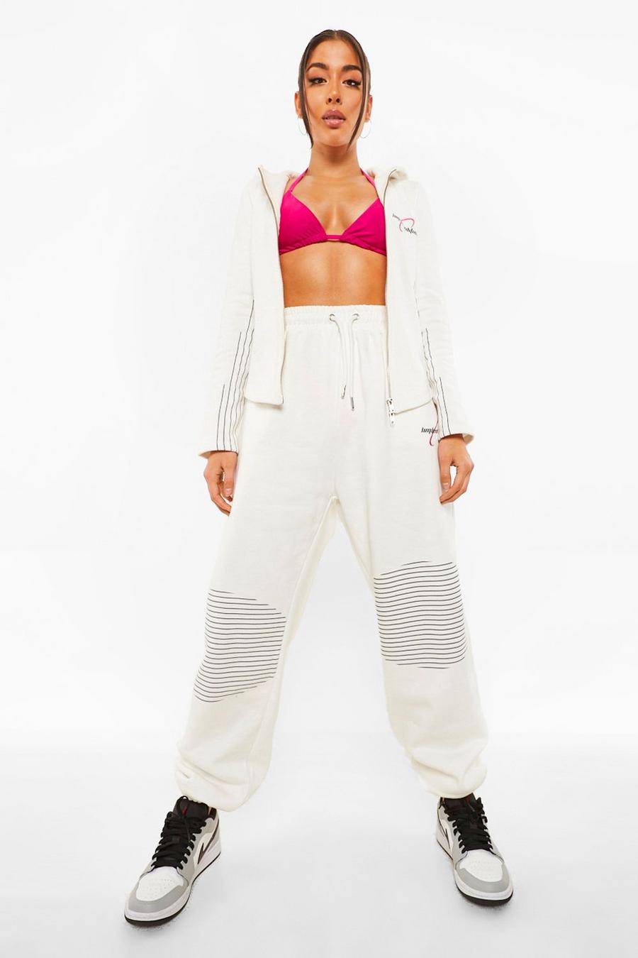 Ivory Oversized Knee Patch Track Pants image number 1