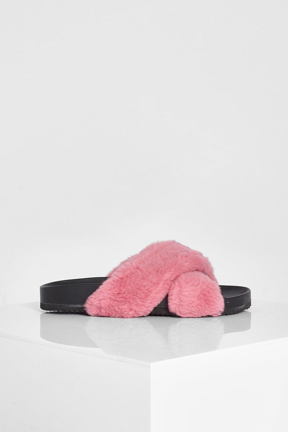 Wide fit hot sale fur sliders