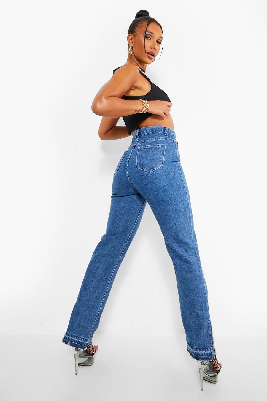 Legere Straight Leg Jeans mit geteiltem Saum , Vintage-blau image number 1