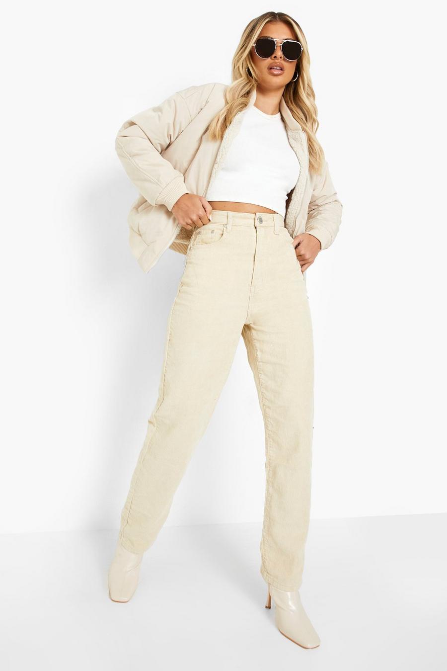 Stone beis Cord Relaxed Straight Leg Jeans
