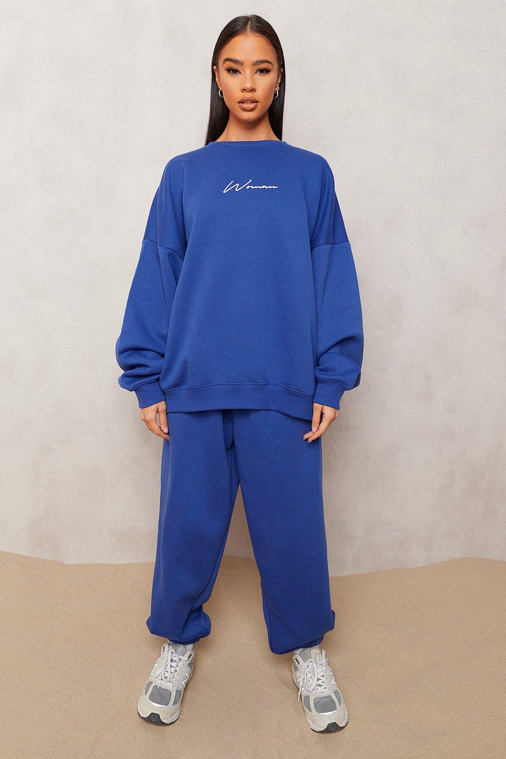 Oversized Woman Embroidered Sweater Tracksuit