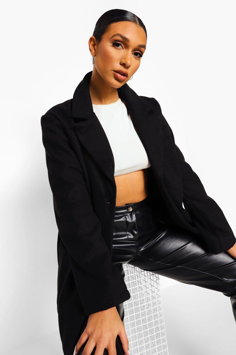 Veste coupe oversize look laine a epaulettes