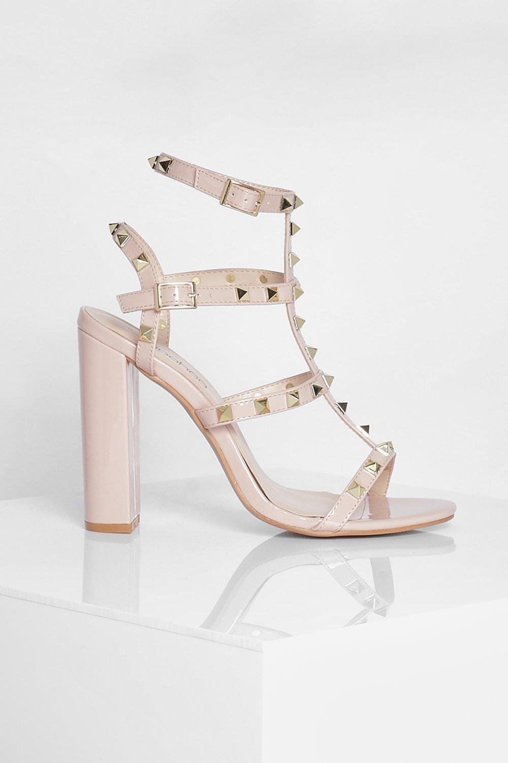 Patent studded clearance heels