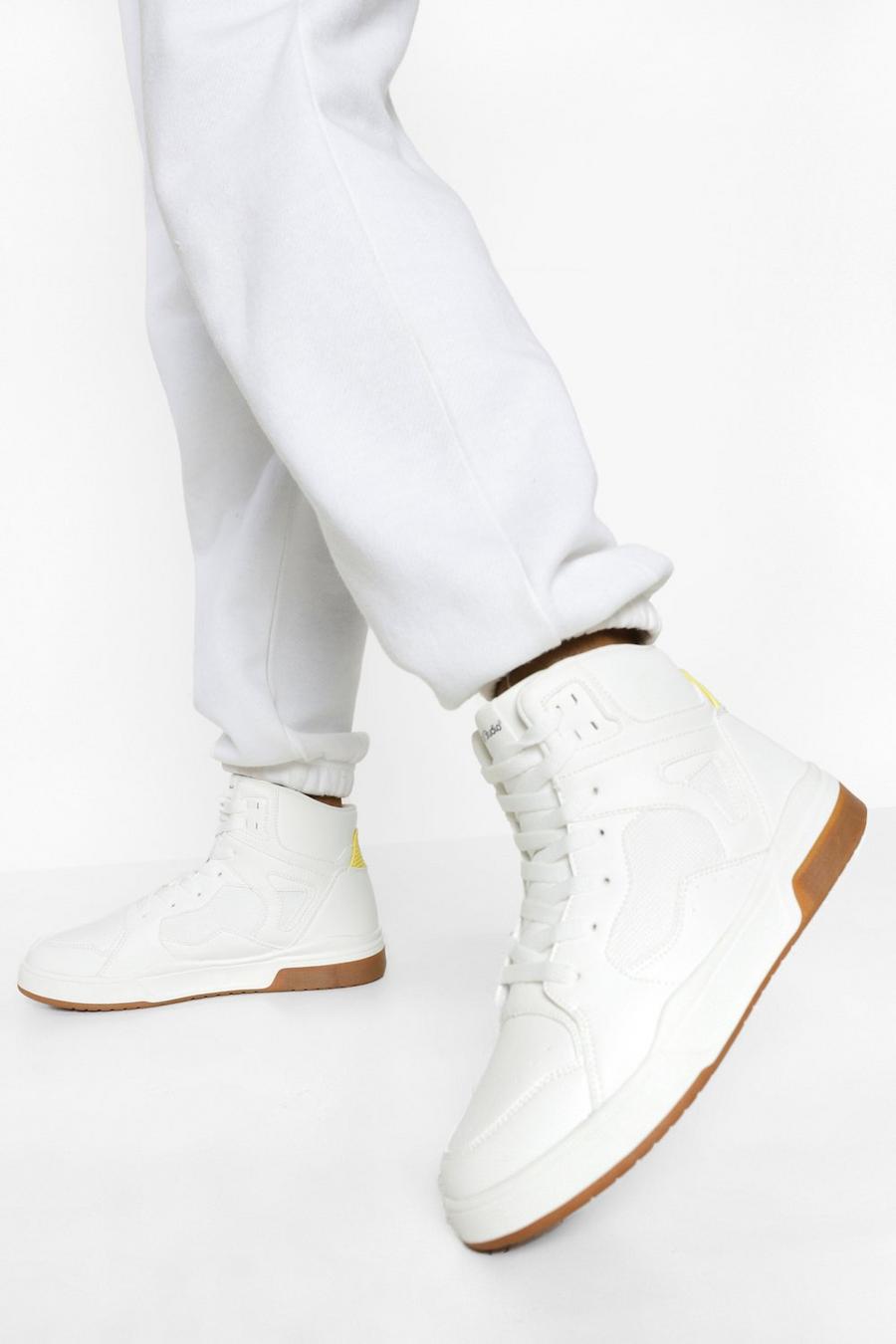 Flache High-Top-Sneaker mit Woman-Print, Weiß image number 1