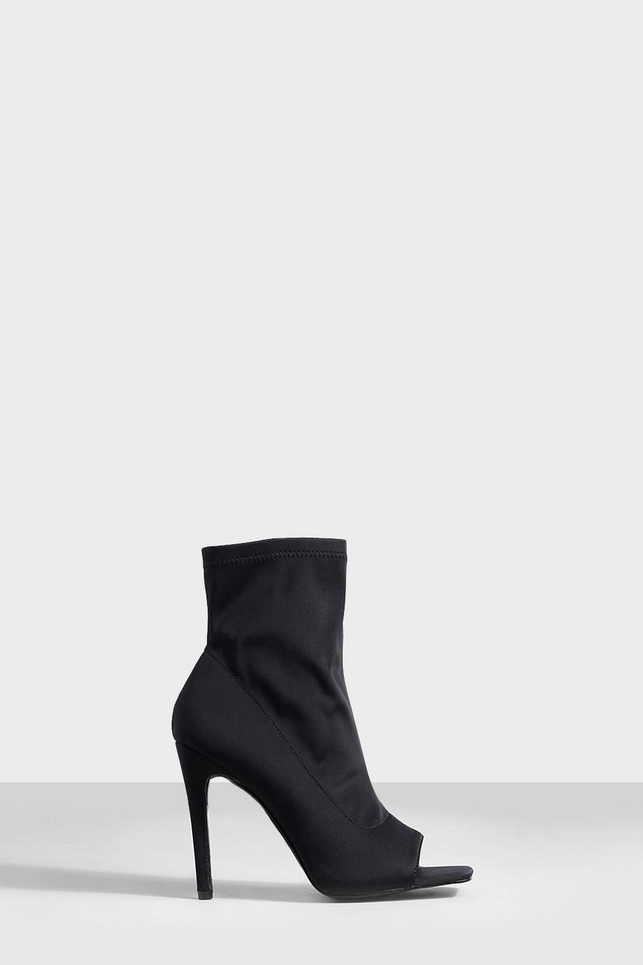 Black svart Peep Toe Sock Sandal