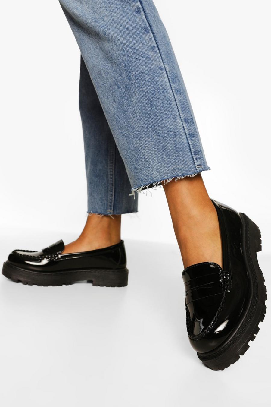 Black Loafers med chunky sula och bred passform image number 1