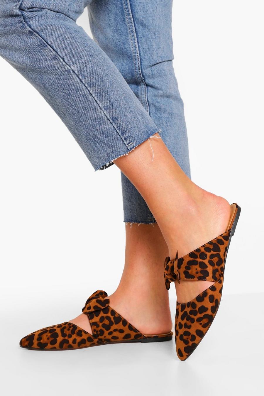 Wide Fit Leopard Bow Detail Mules image number 1