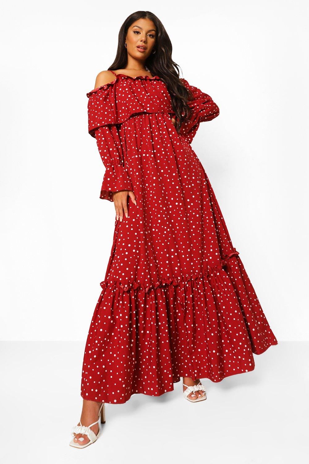 Boohoo red hotsell spotty dress