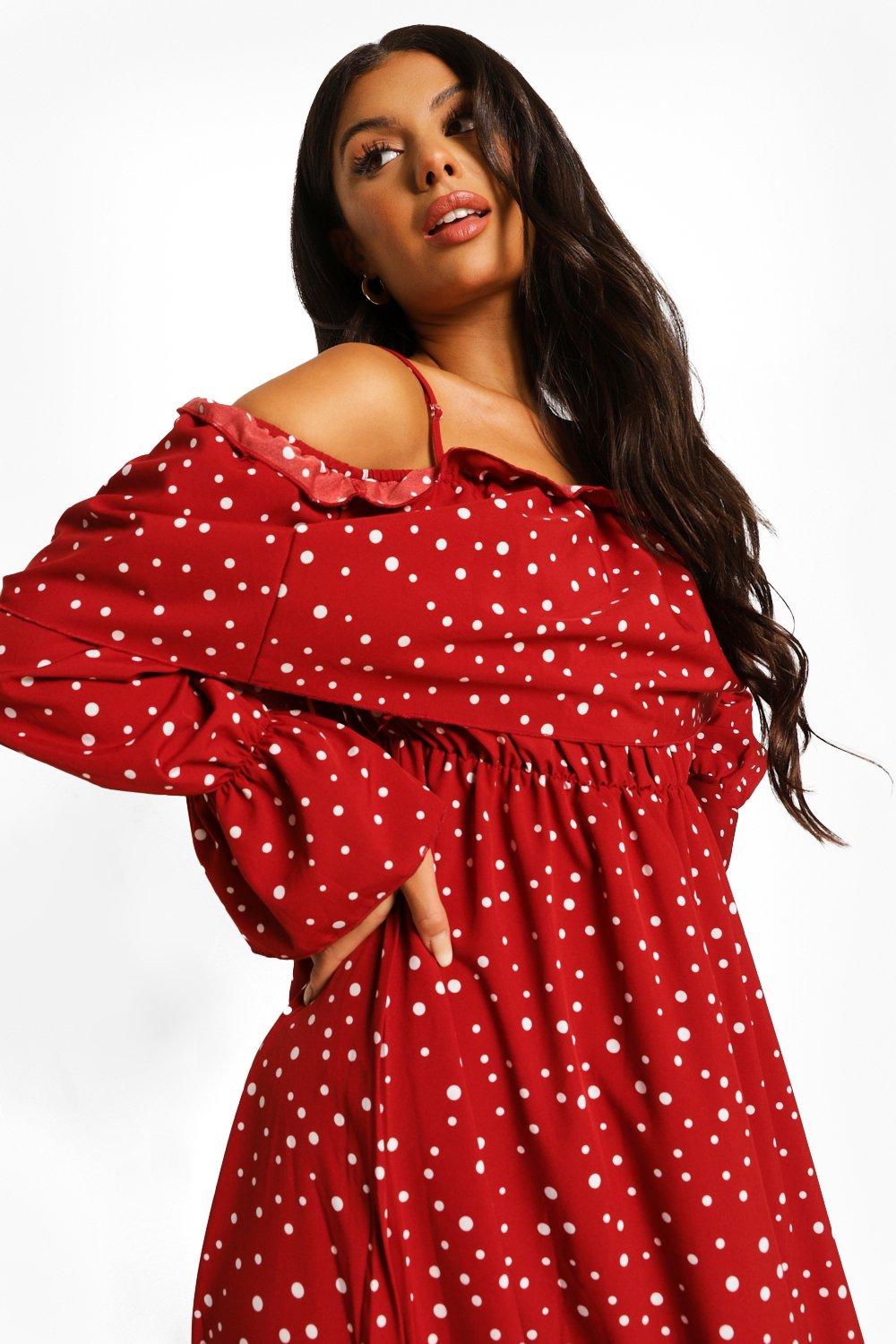 Boohoo red hotsell spotty dress