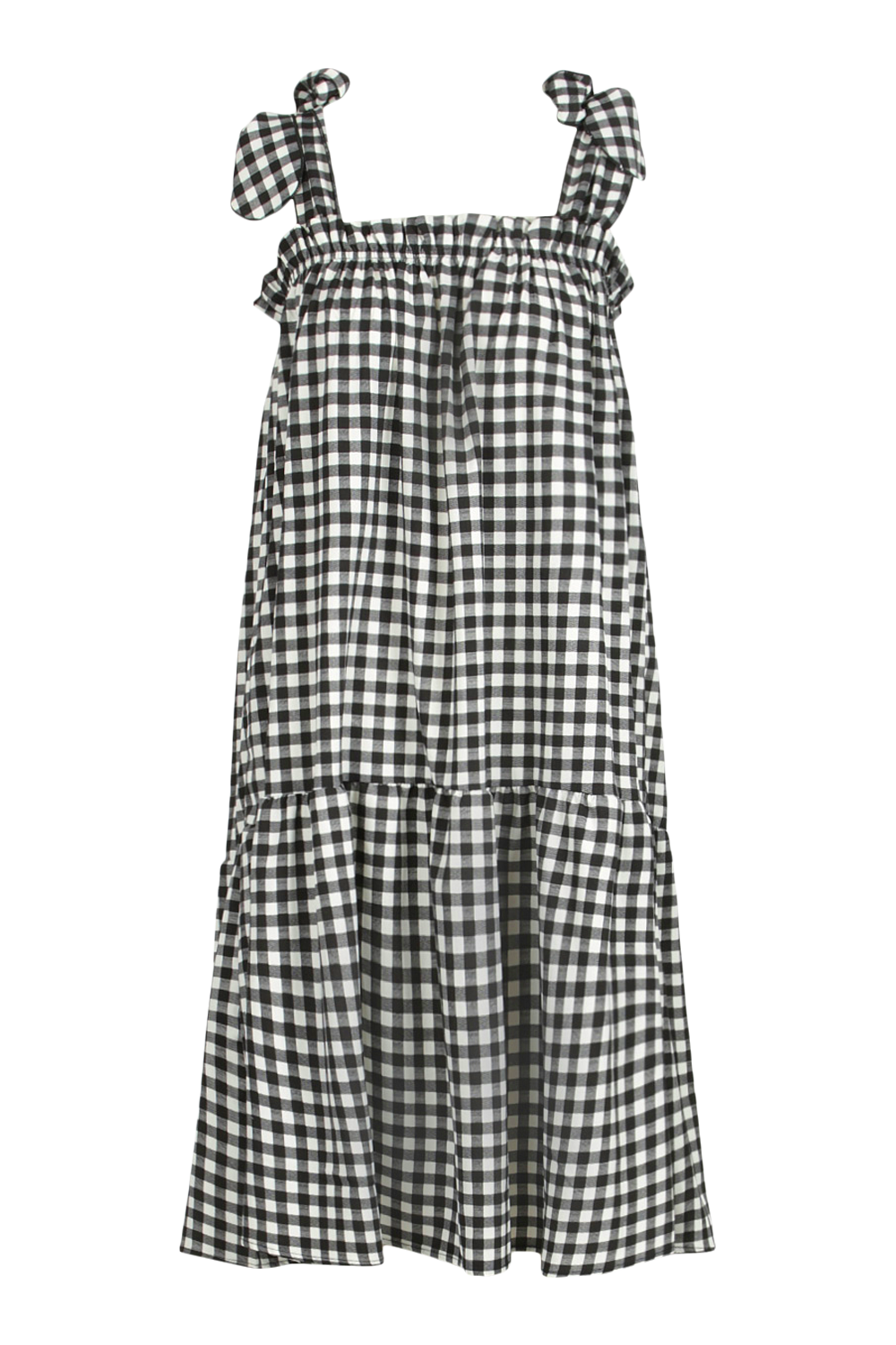 Gingham Tie Detail Strappy Midi Smock Dress | boohoo USA