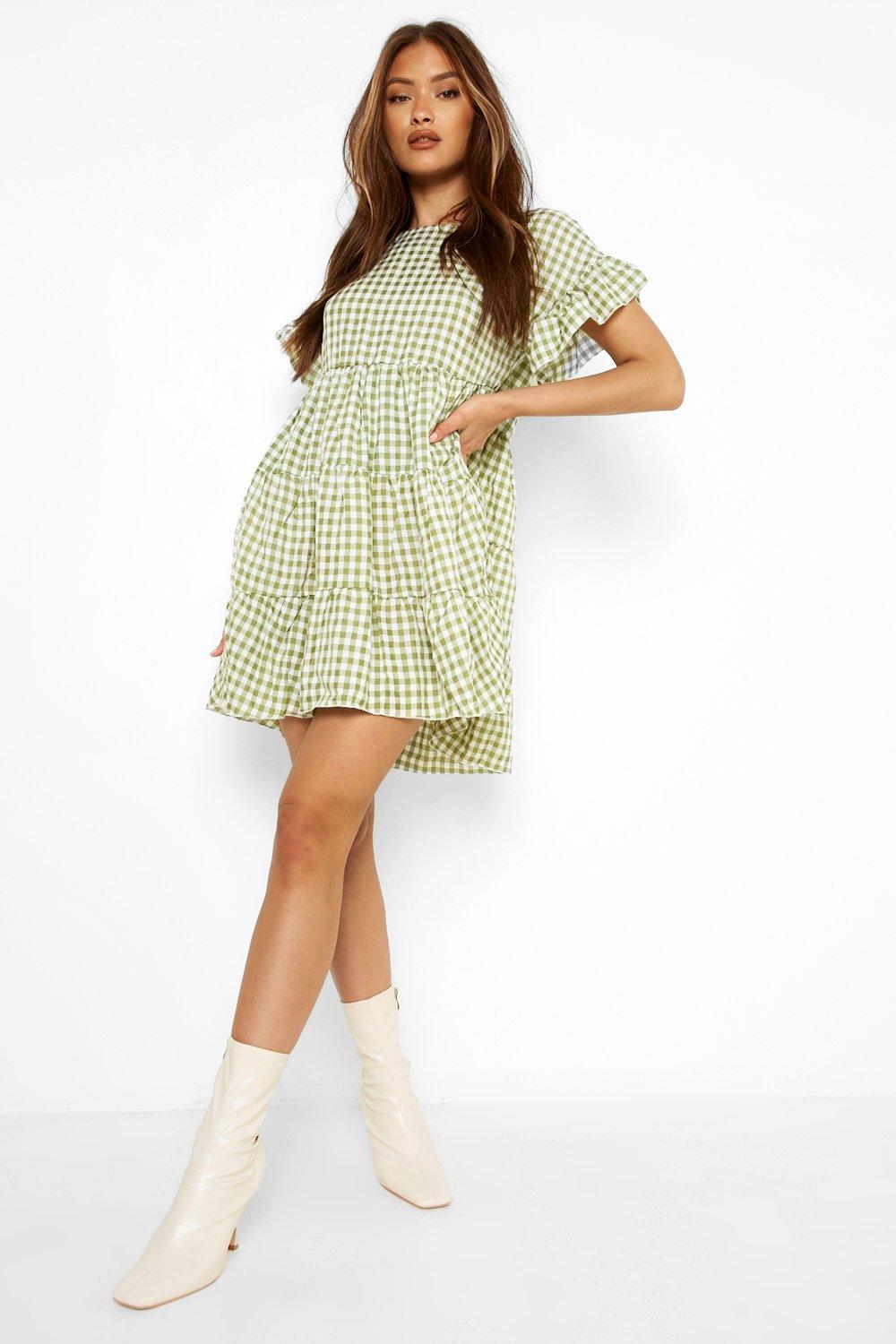 gingham tiered dress