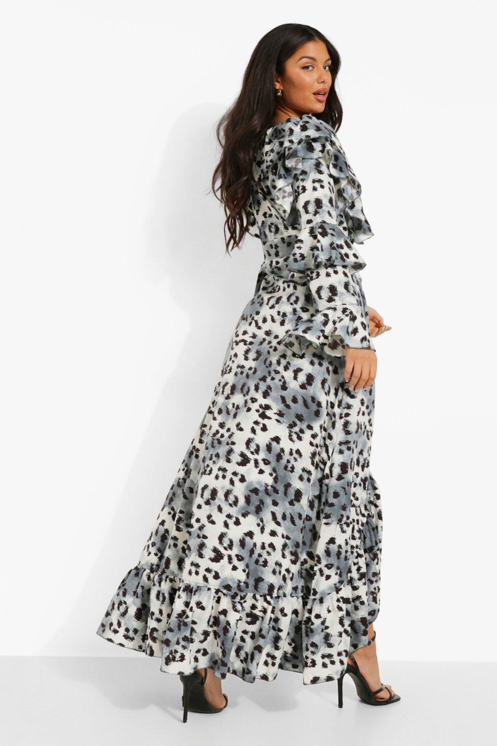 Boohoo blue leopard outlet print dress