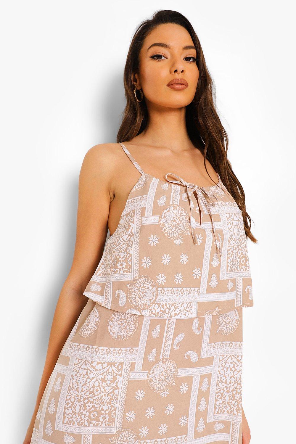 Scarf Print Halterneck Maxi Dress boohoo NZ