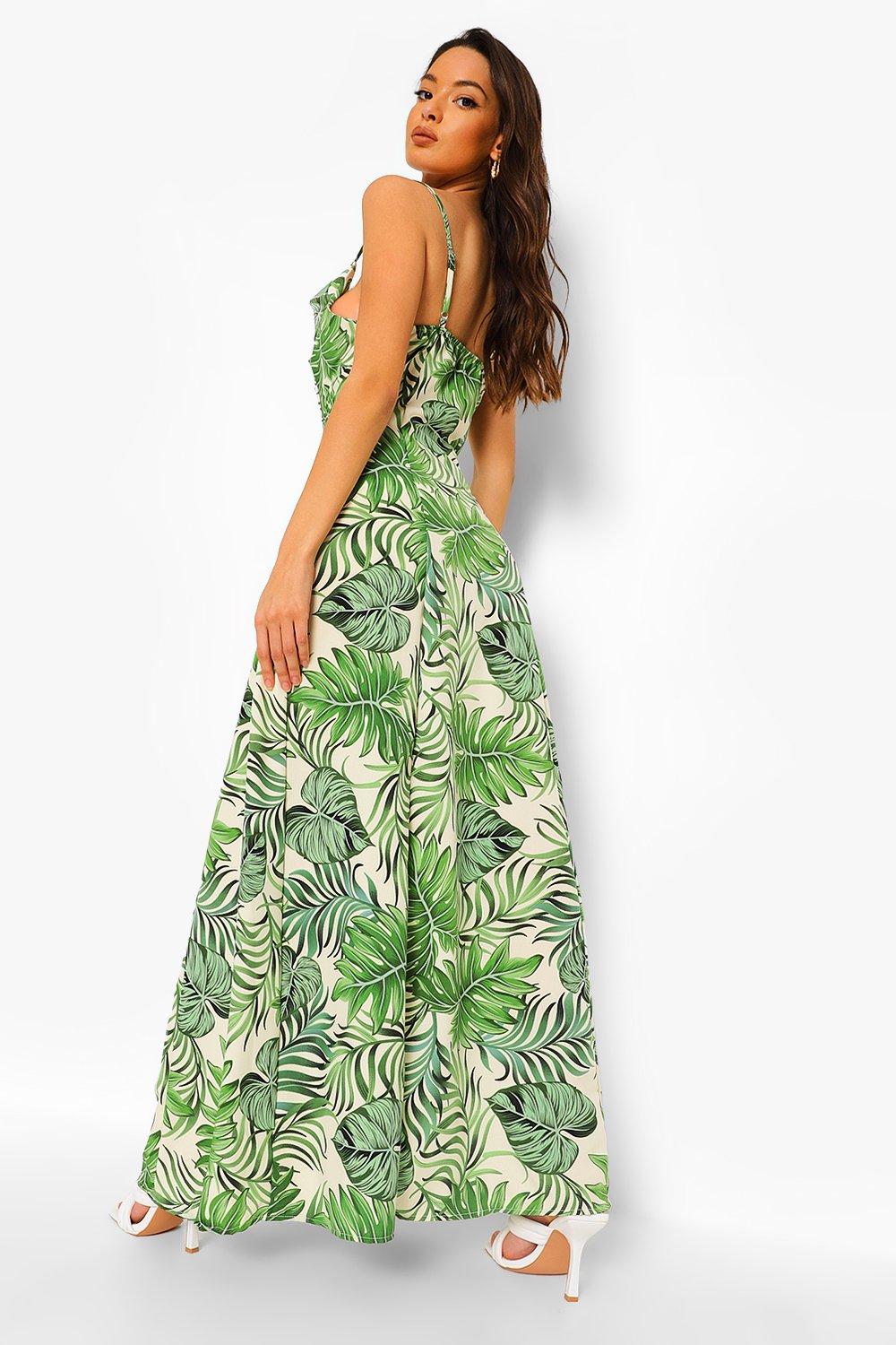 Boohoo palm print dress best sale