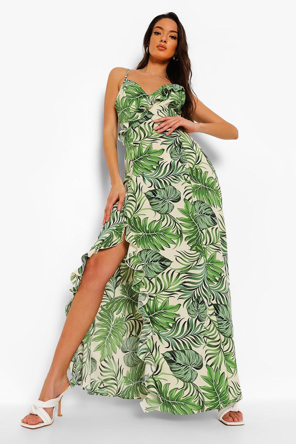 Boohoo palm print clearance dress