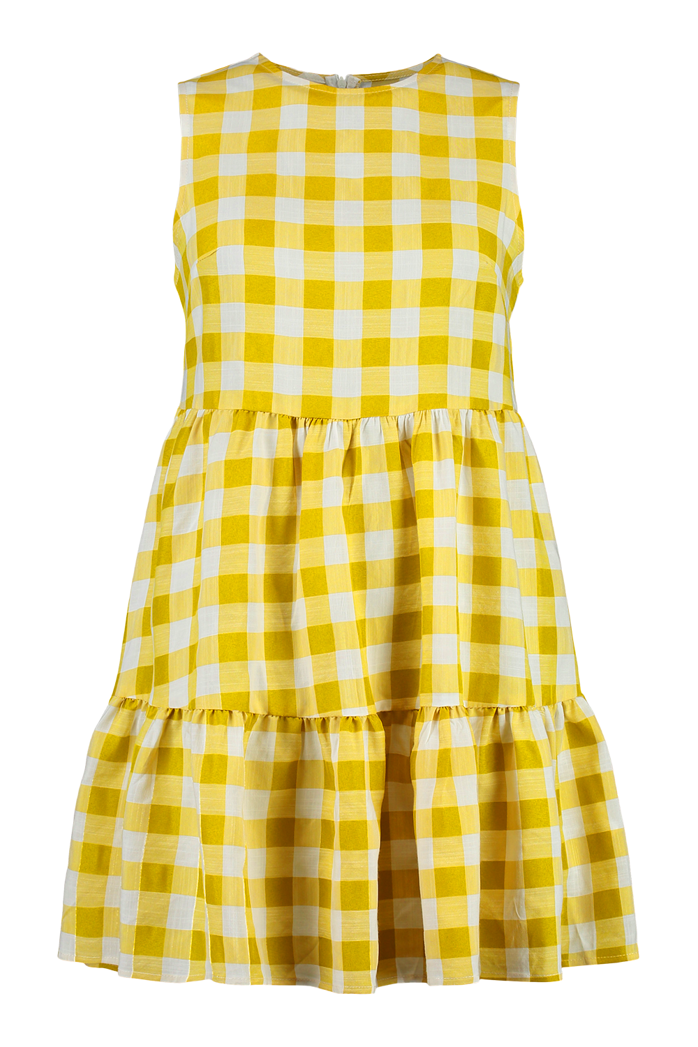 Gingham Sleeveless Tiered Smock Dress