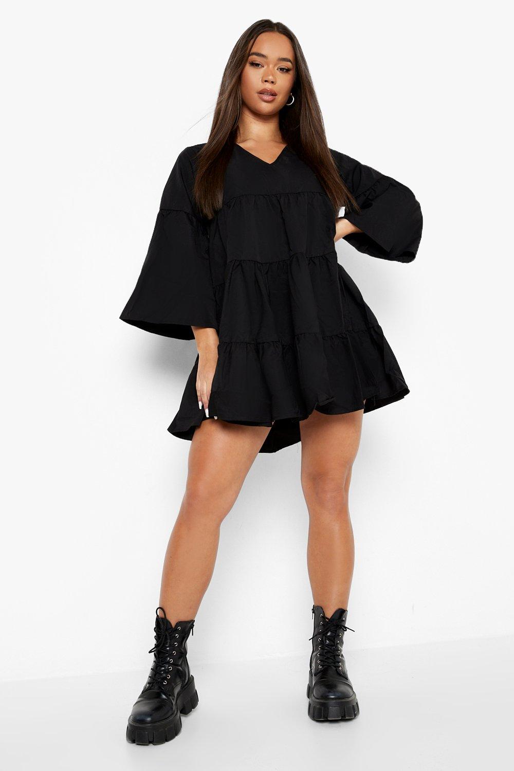 Boohoo black hotsell smock dress