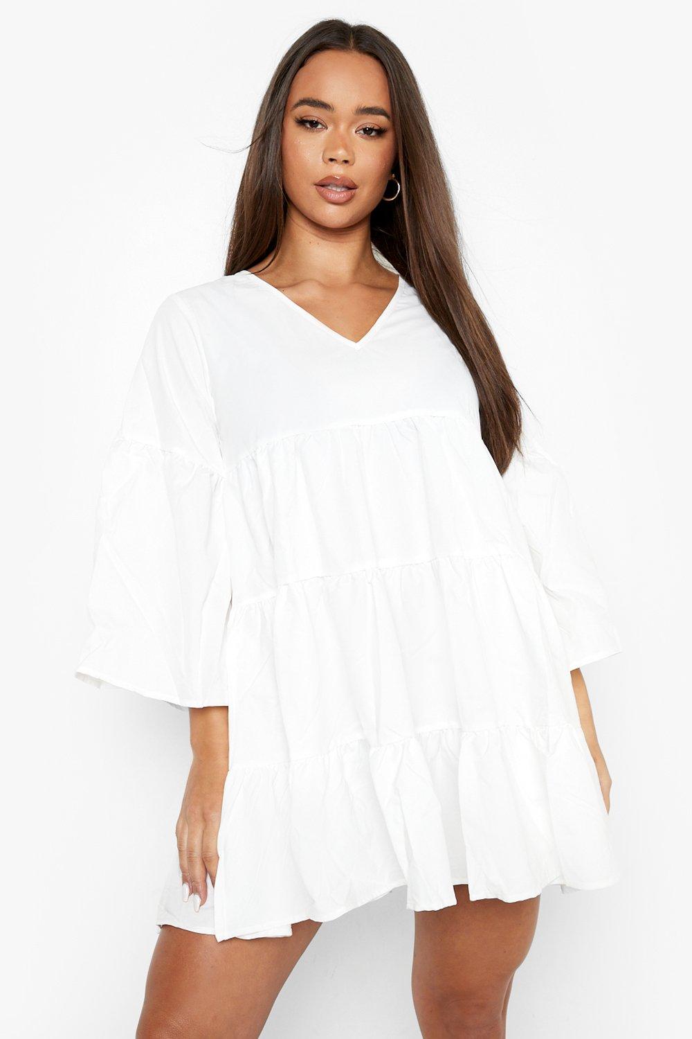 White v hot sale neck smock dress