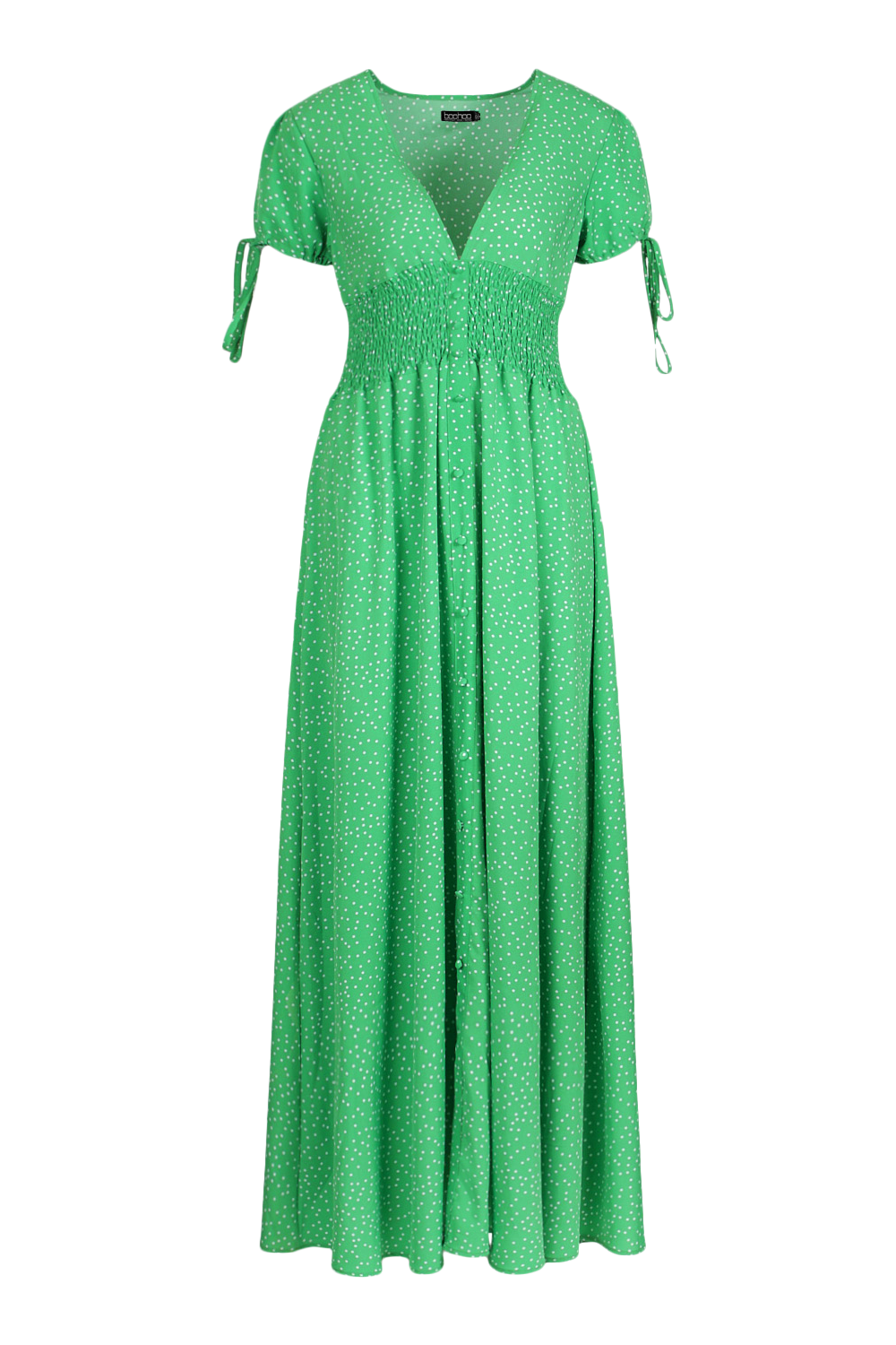 Boohoo green 2025 polka dot dress