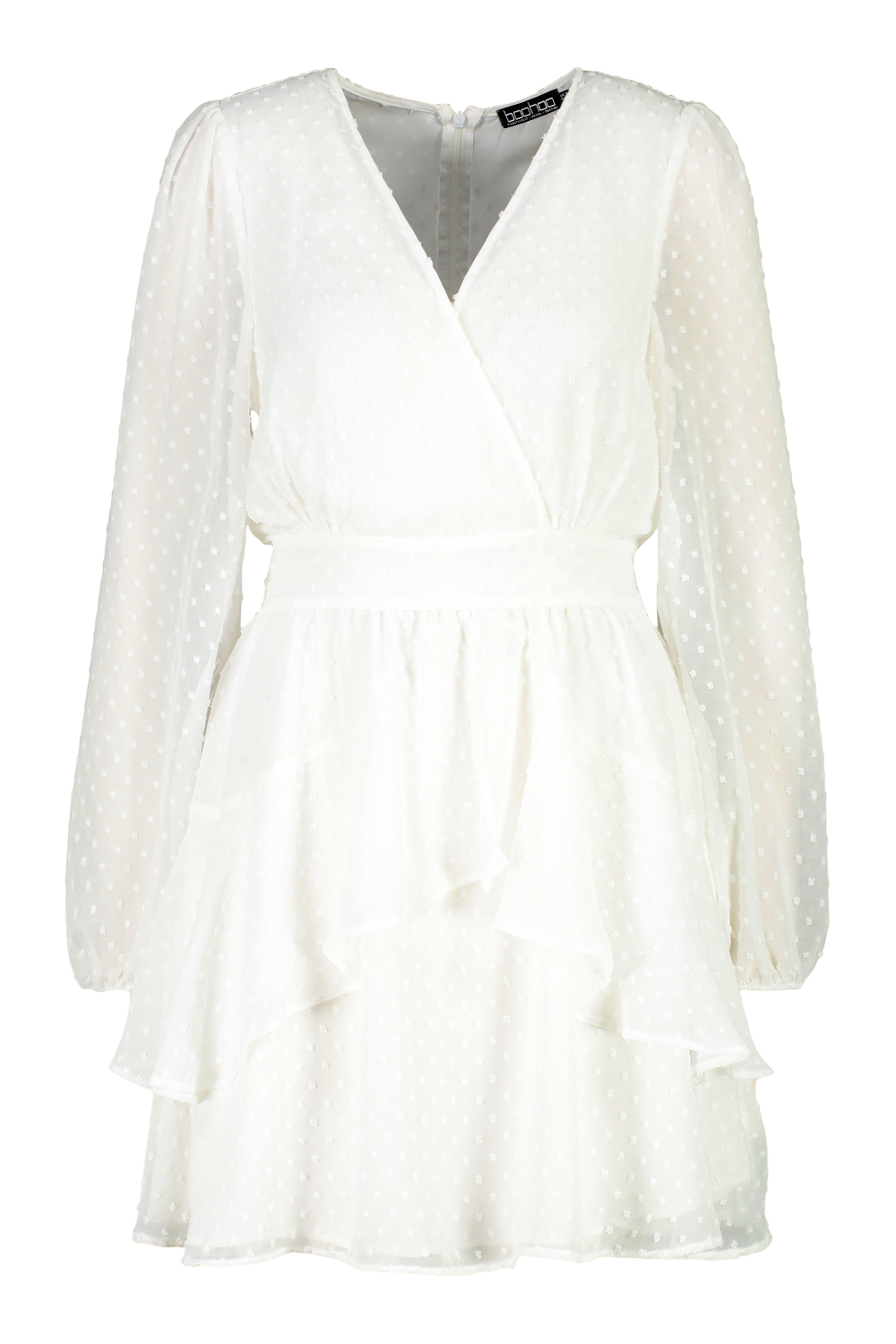 Ruffle hem white outlet dress