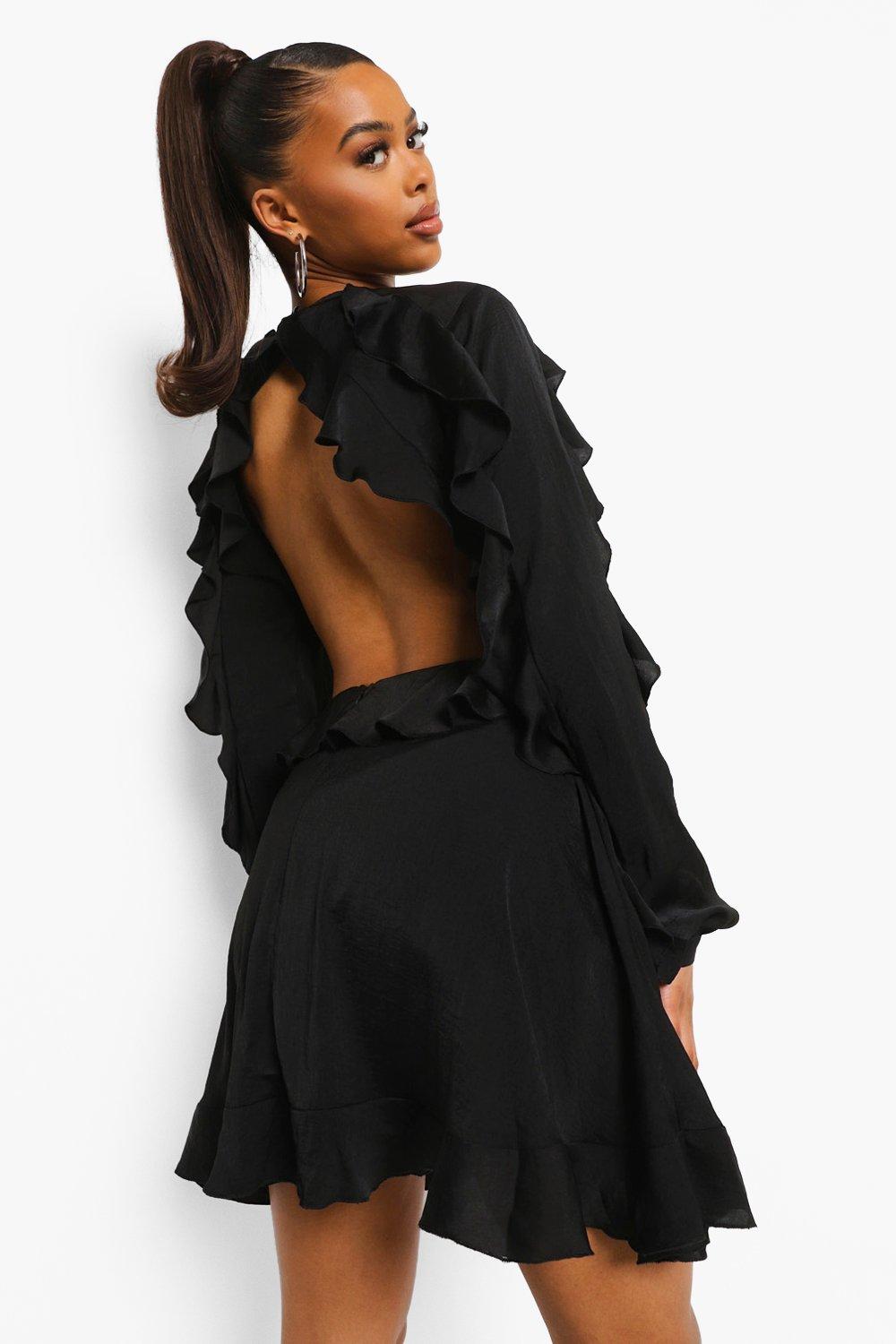 Black ruffle skater skirt best sale