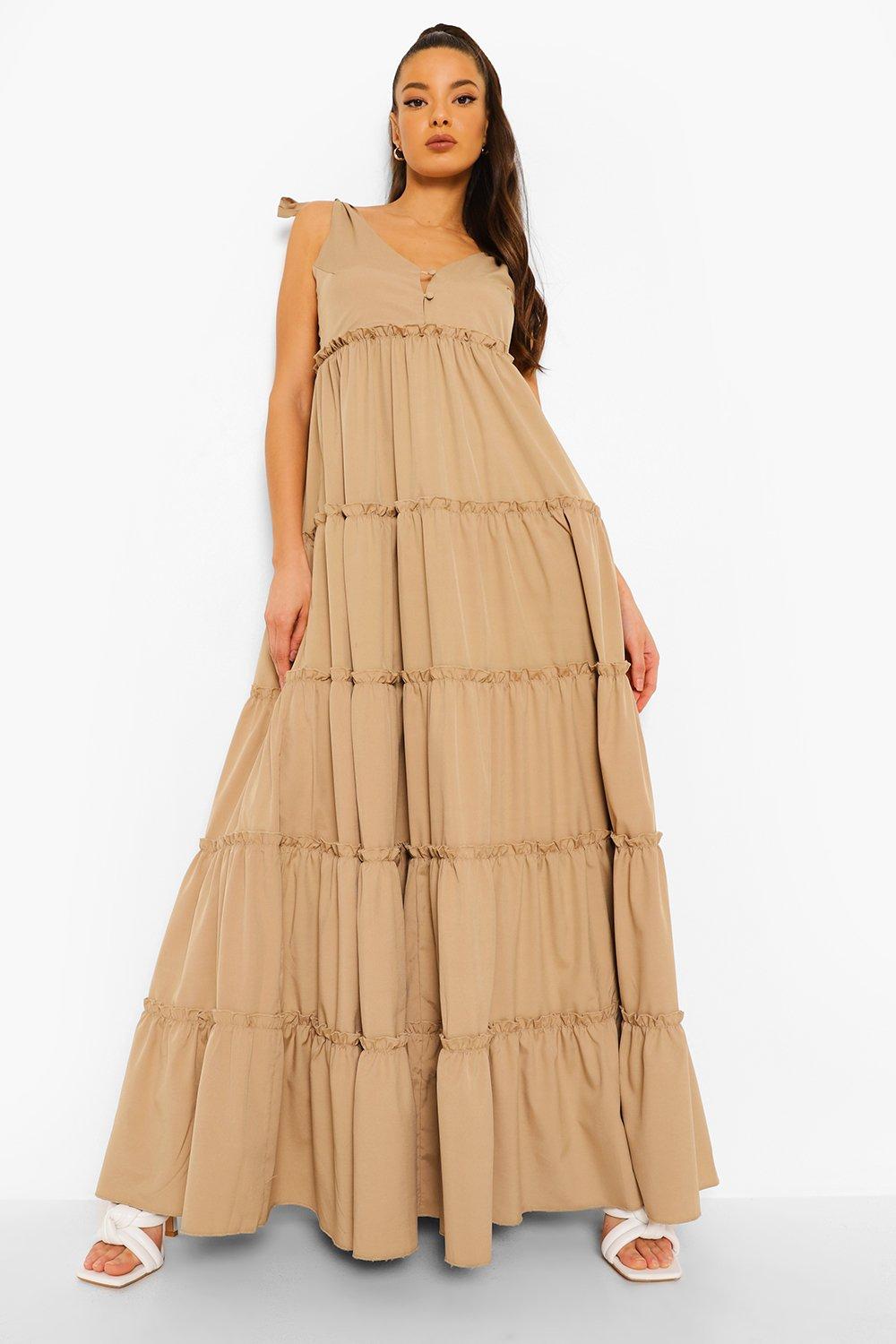 boohoo tiered maxi dress