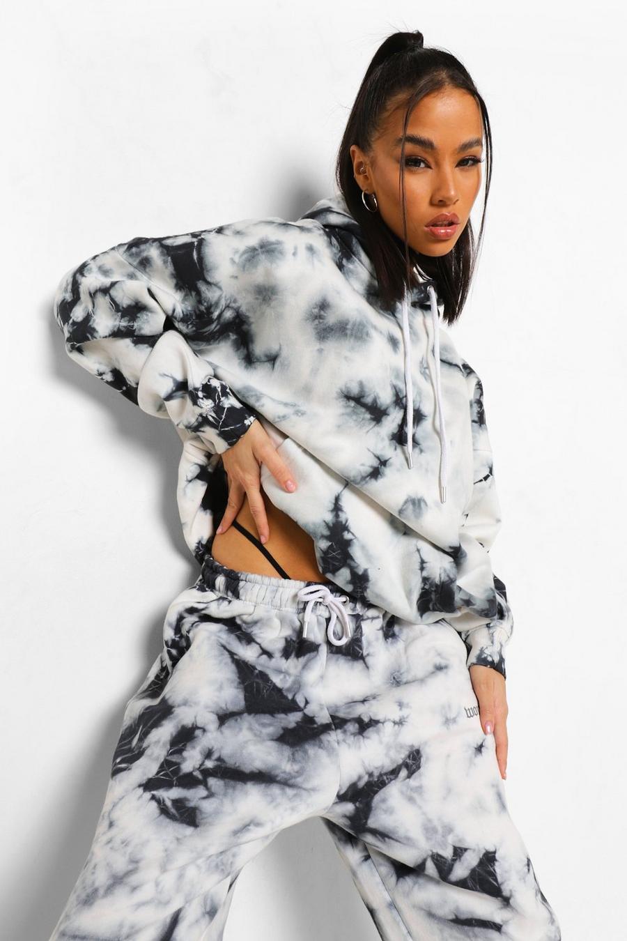 Black Woman Oversize batikmönstrad hoodie med reflexdetaljer image number 1