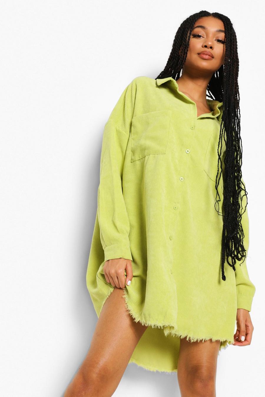 Lime Oversized Corduroy Blouse image number 1