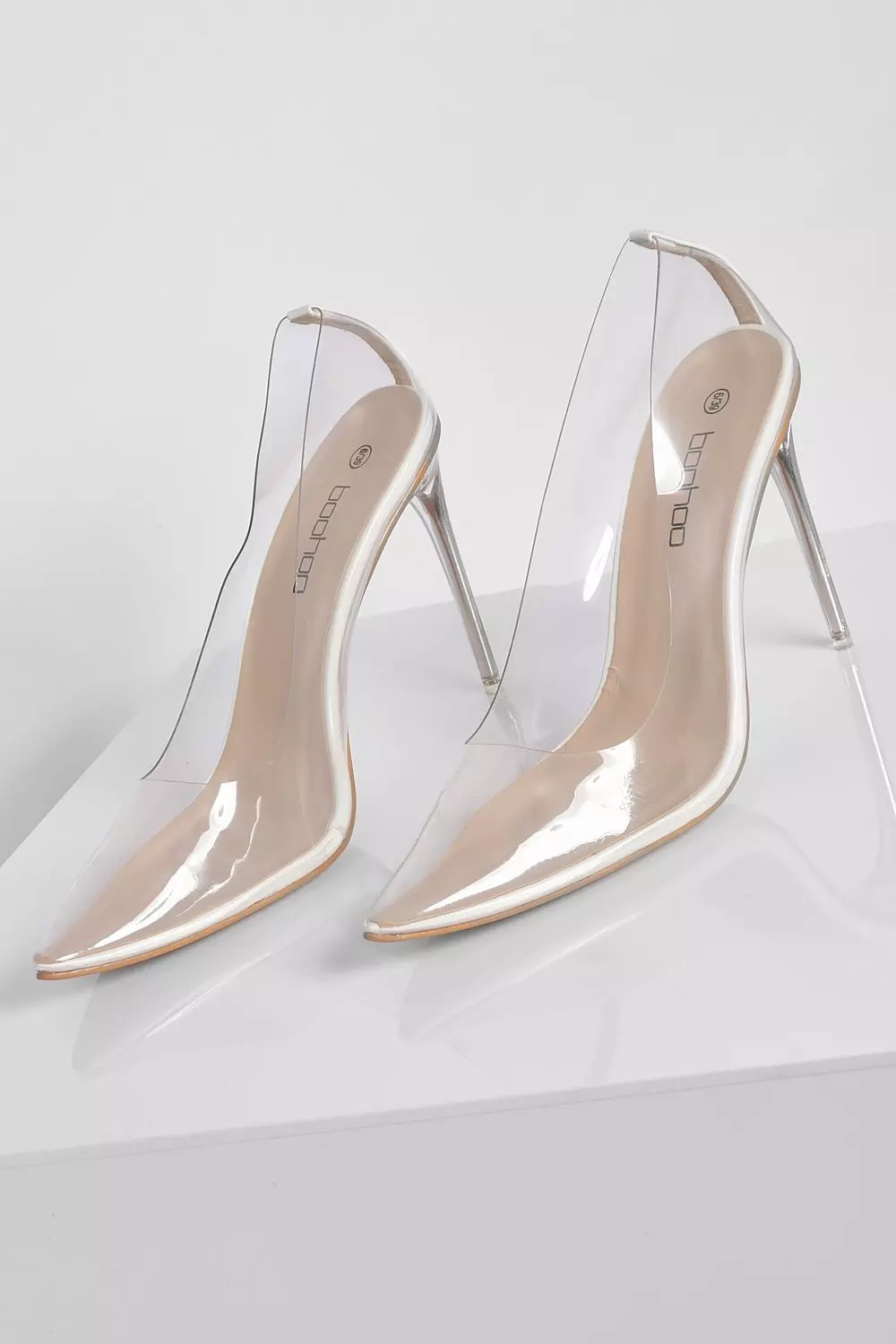 Clear heeled store court shoe