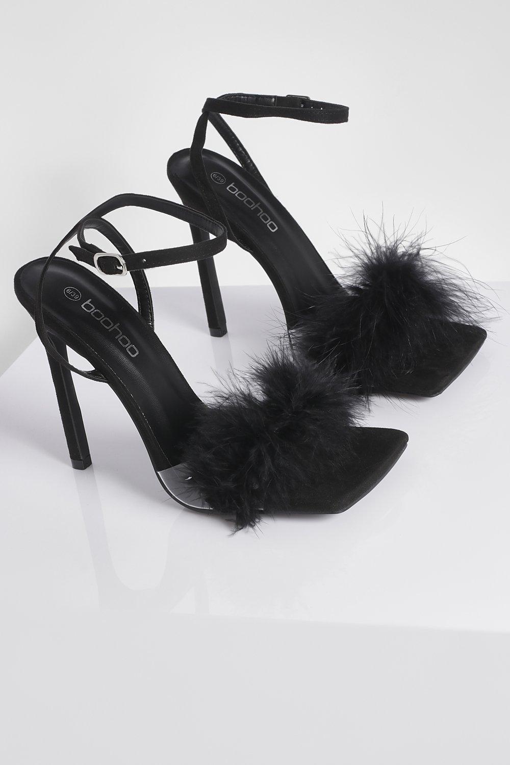 High heel sandals with feathers shop