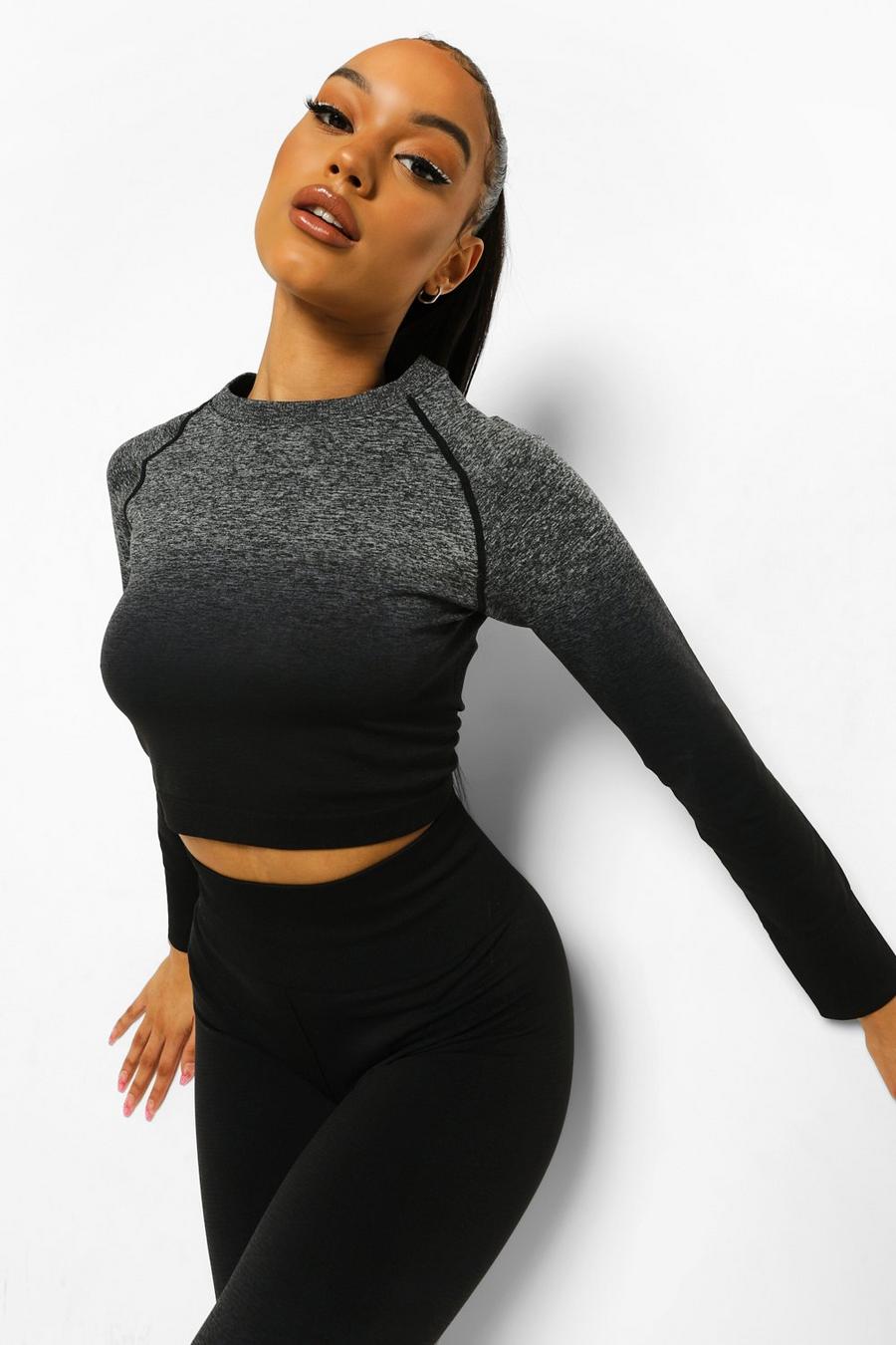 Black Ombre Seamfree Long Sleeve Top image number 1