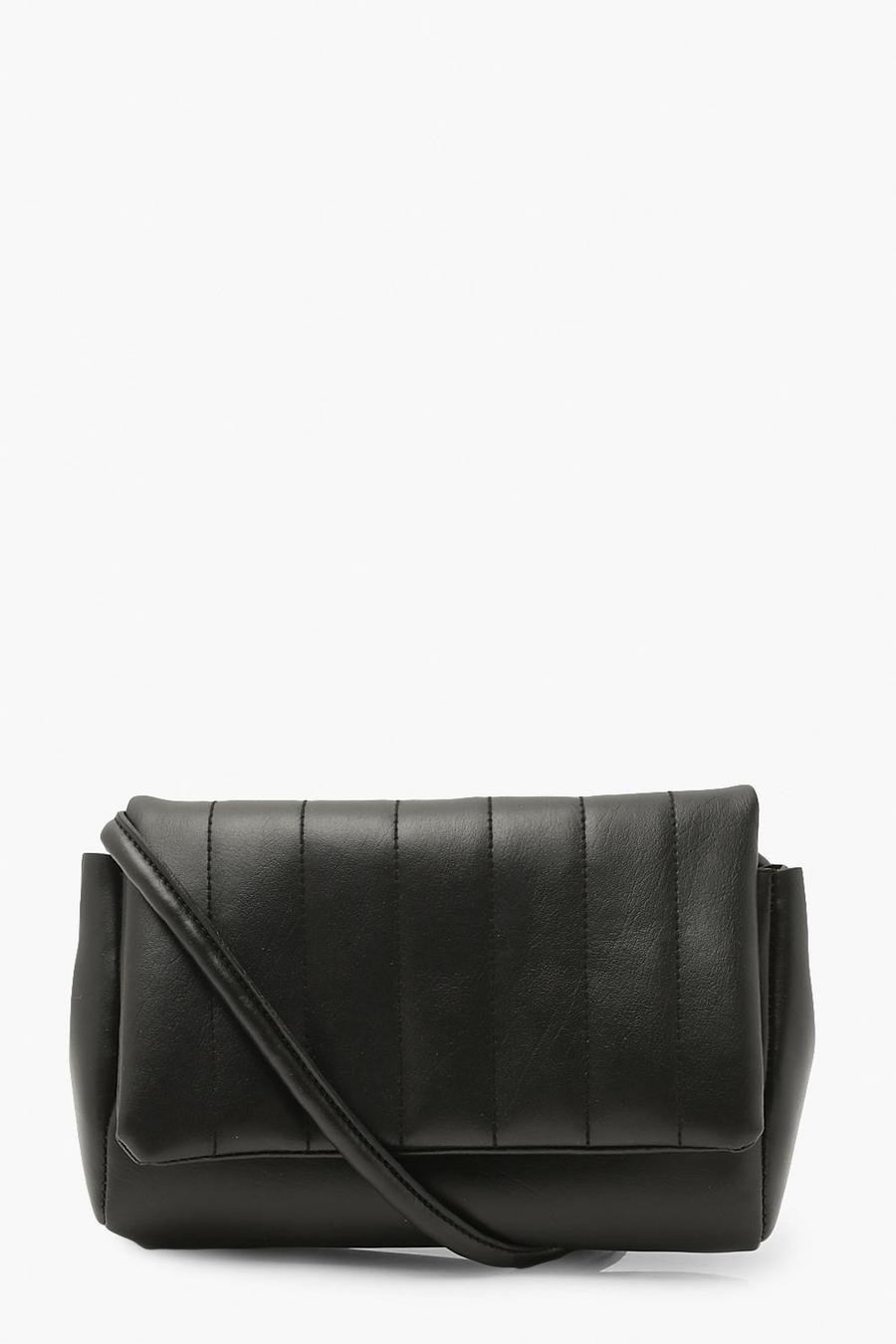 Black Chunky Strap Quilted Cross Body Bag image number 1