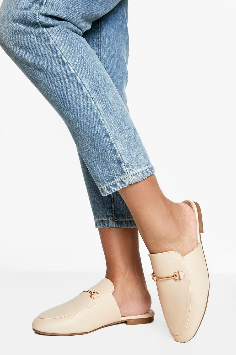 Nude Wide Fit T Bar Mule Loafers image number 1