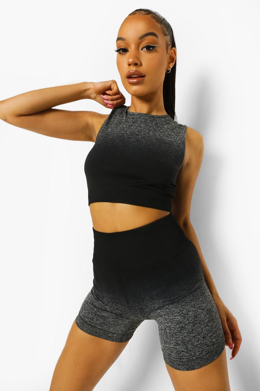 Black Ombre Seamfree Sports Crop Top image number 1