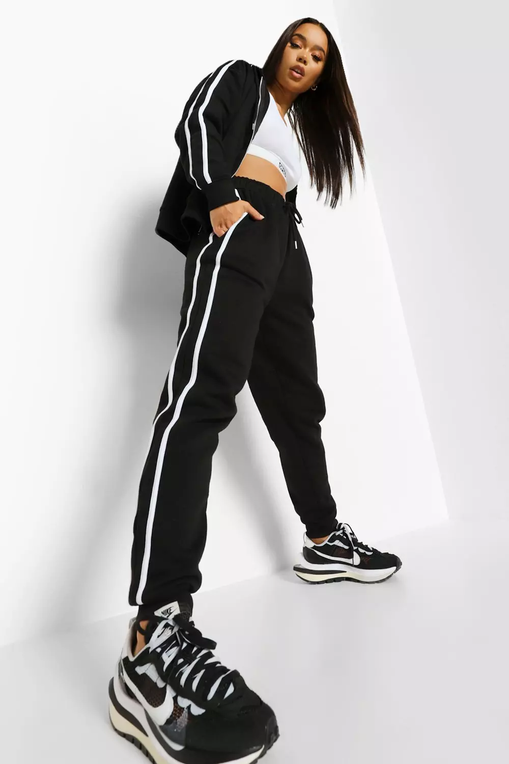 Black Side Stripe Zip Through Tracksuit alternative image