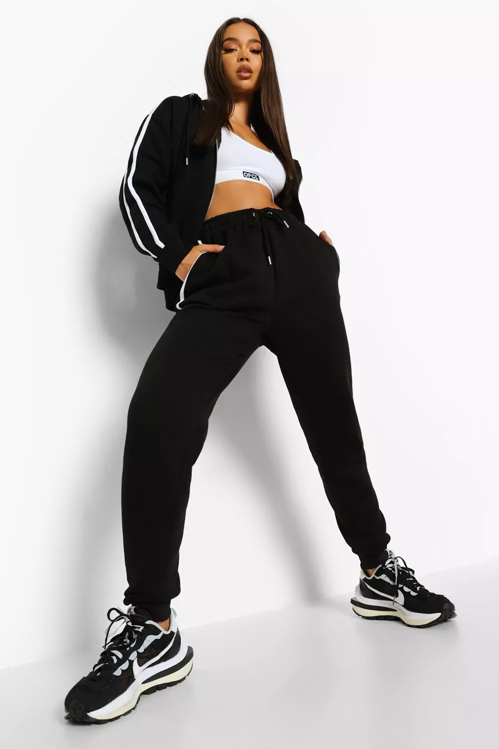 Black Side Stripe Zip Through Tracksuit alternative image