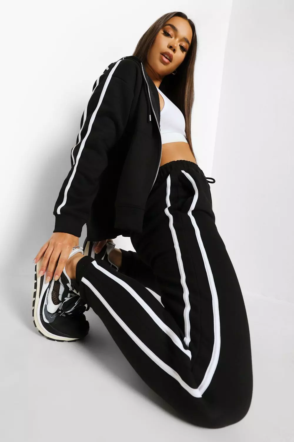Black Side Stripe Zip Through Tracksuit alternative image