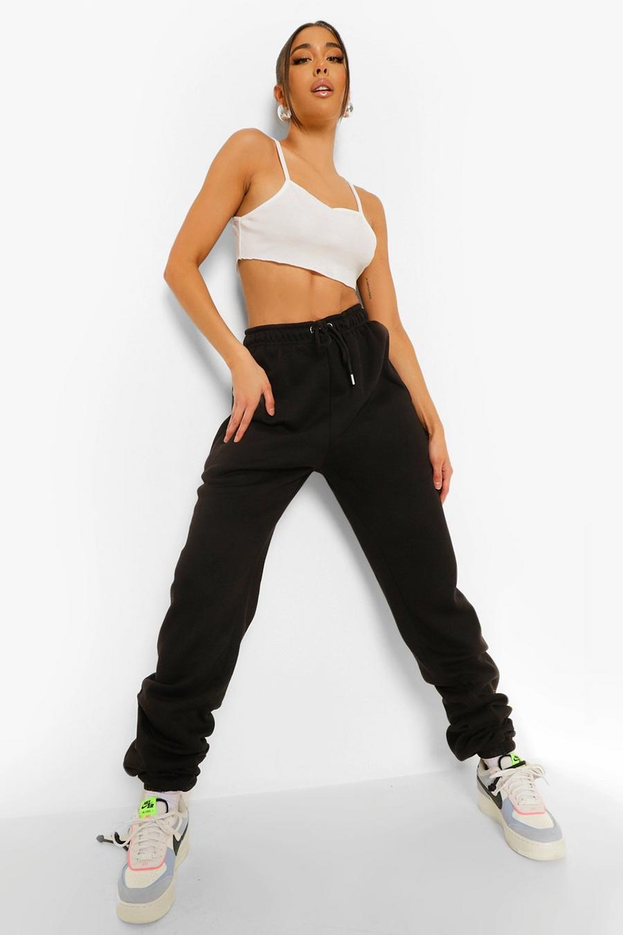 Black Ruched Leg Loose Fit Joggers image number 1