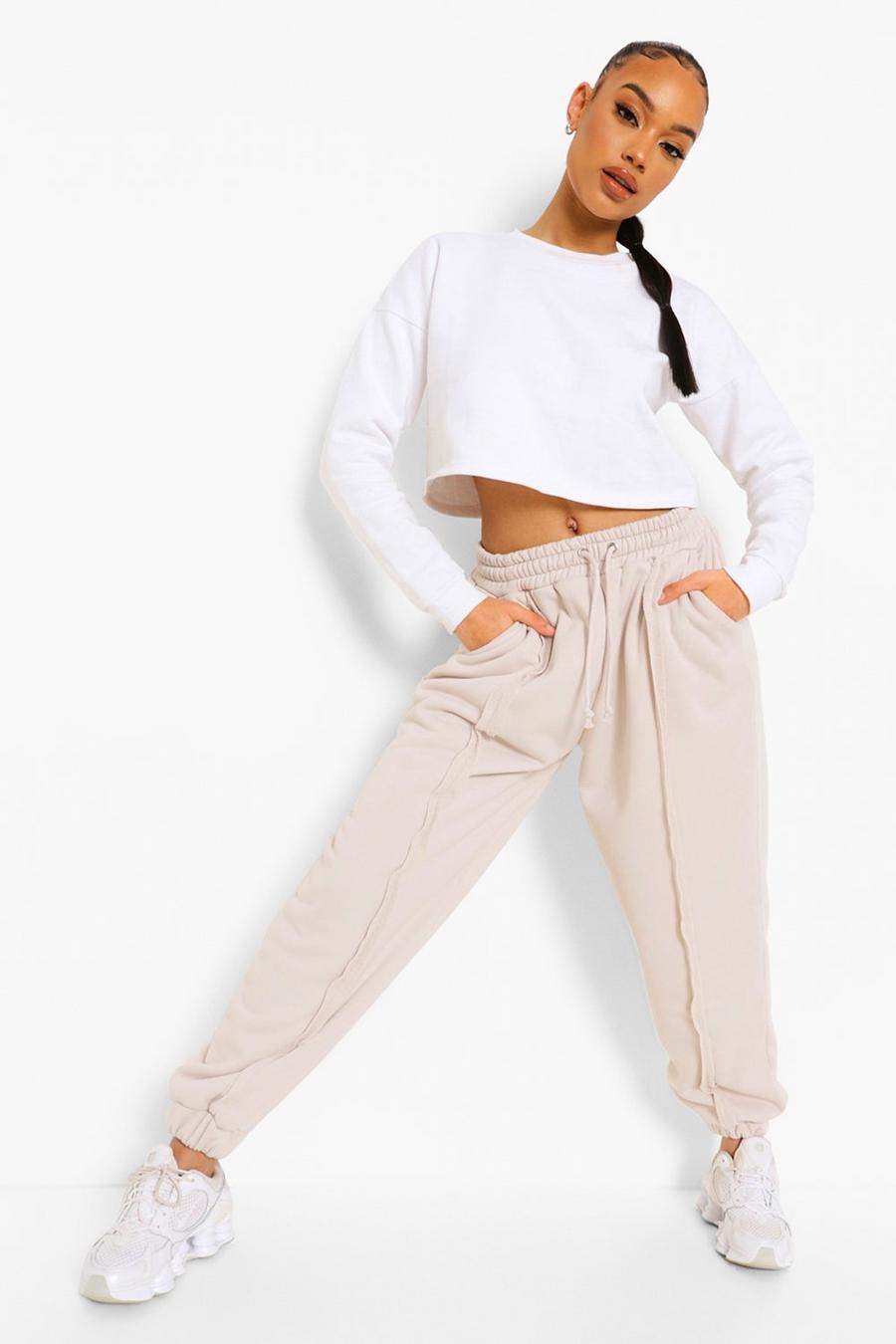 Stone Exposed Seam Oversized Track Pants image number 1