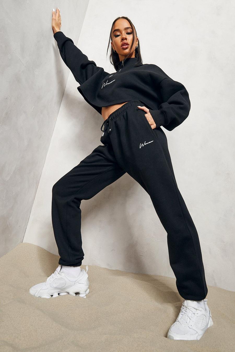 Black Woman Signature Half Zip Cropped Tracksuit image number 1
