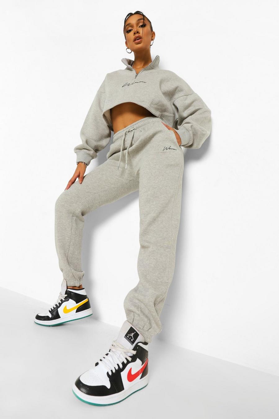 Grey marl Woman Signature Half Zip Cropped Tracksuit image number 1
