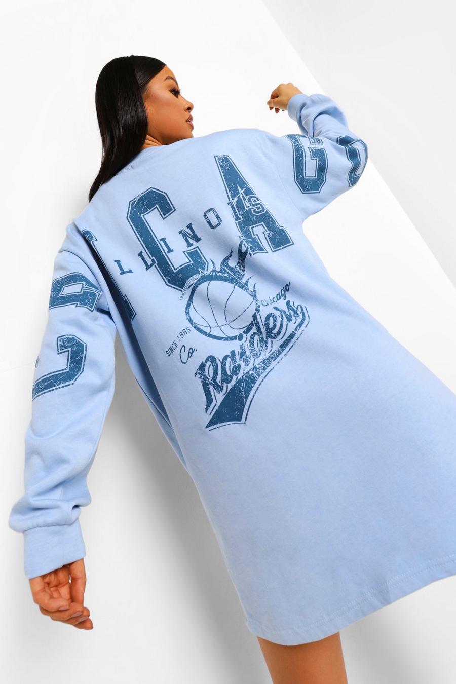Baby blue Chicago Back Print Sweater Dress image number 1