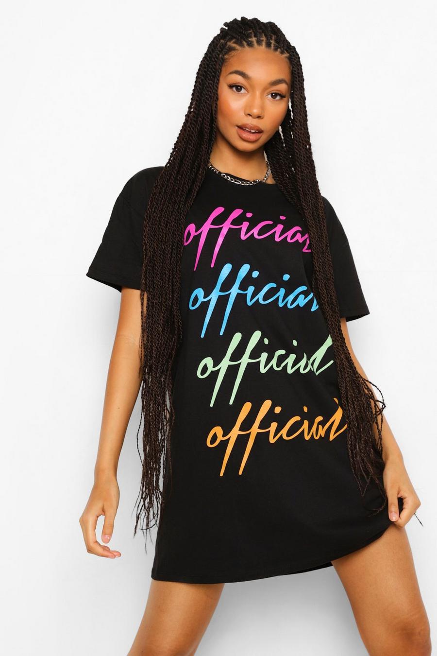 Black Official Neon Graphic T-Shirt Dress image number 1