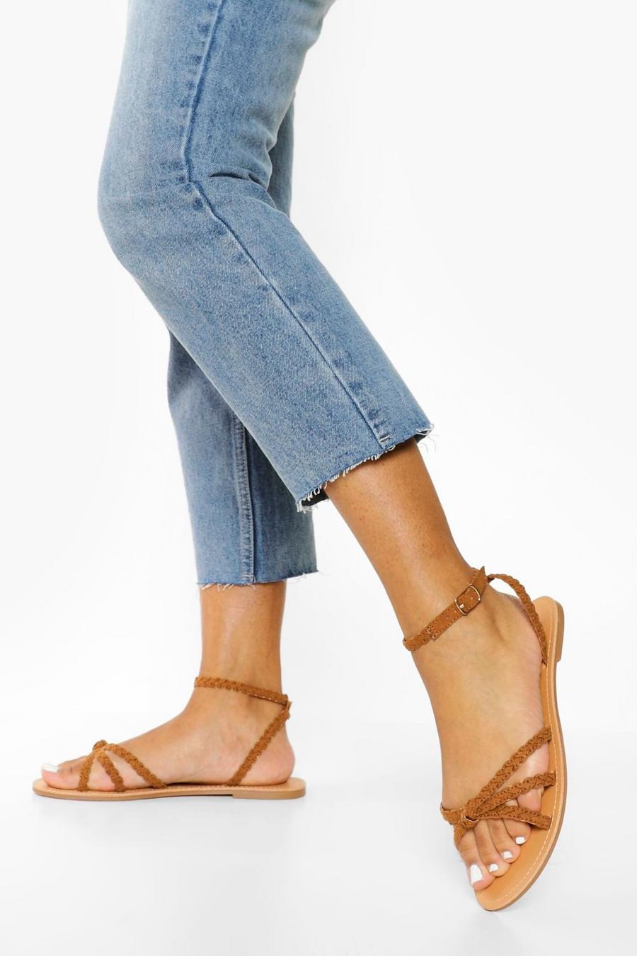Tan brun Plaited Knot Sandal