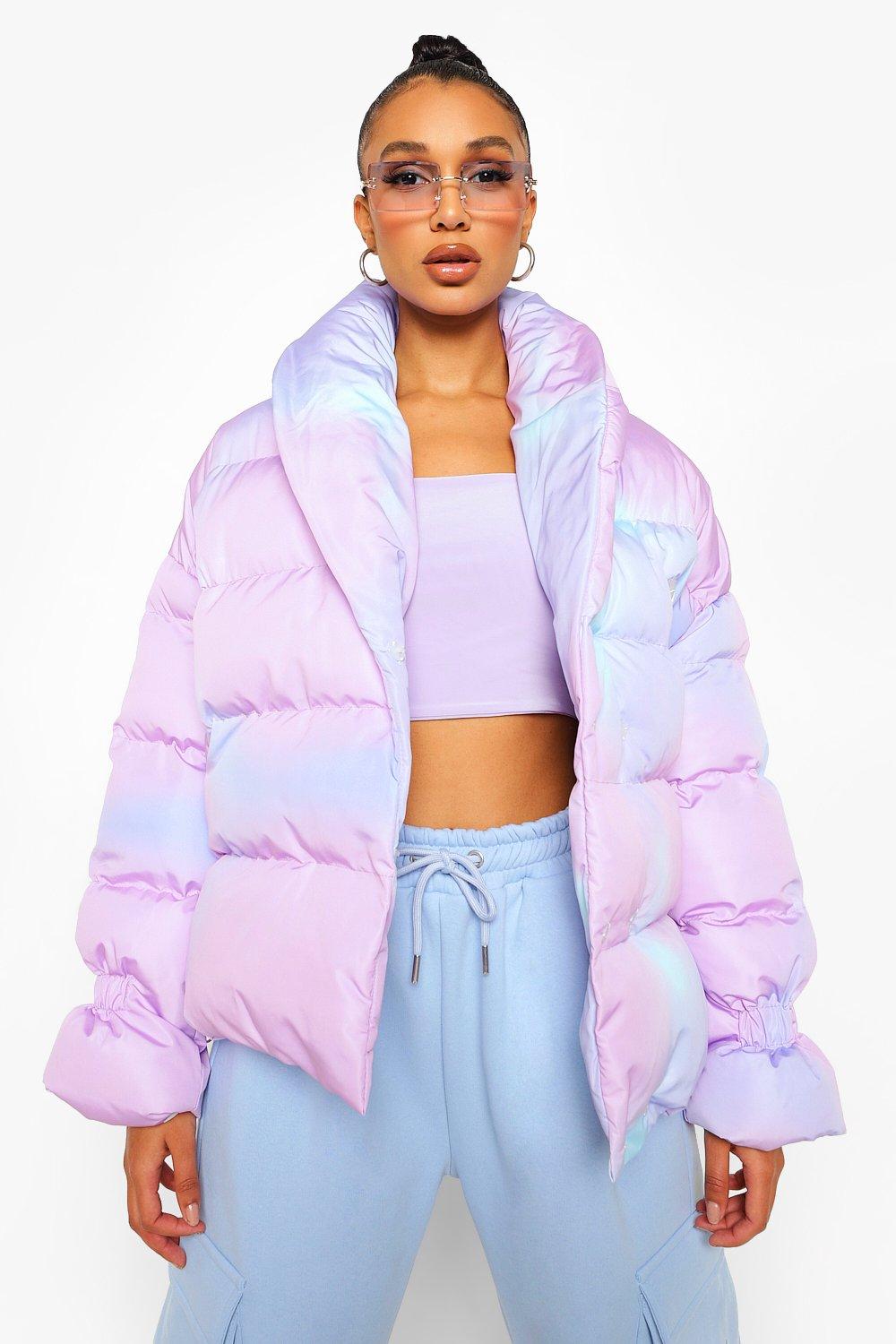 boohoo purple puffer jacket