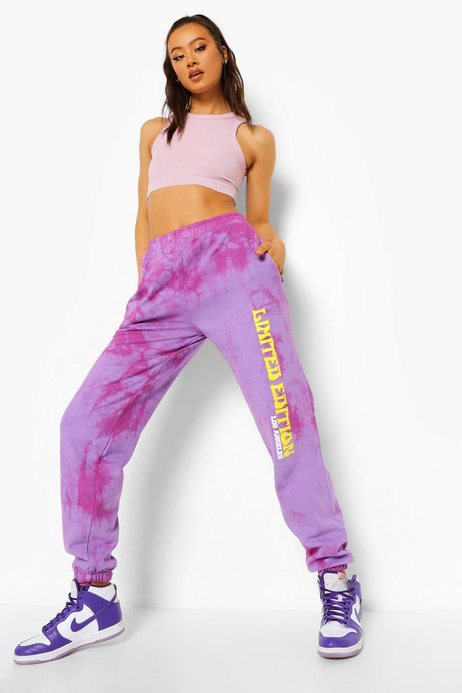 Lila "Limited Edition" Batikmönstrade joggers image number 1