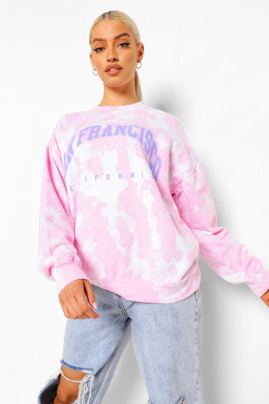Pale pink San Francisco Tie Dye Oversized Sweatshirt image number 1