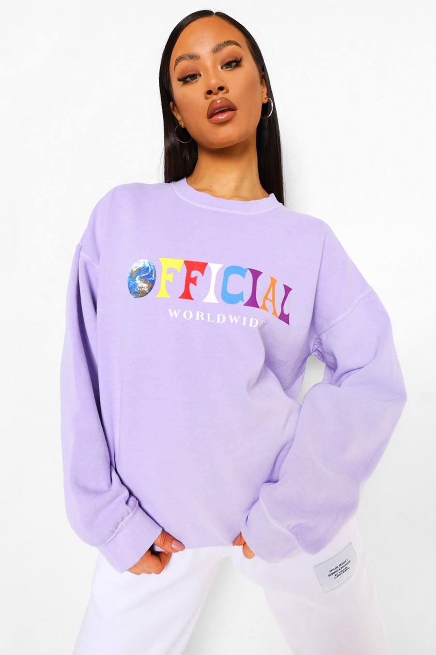 Lilac "Official" Oversize överfärgad sweatshirt image number 1